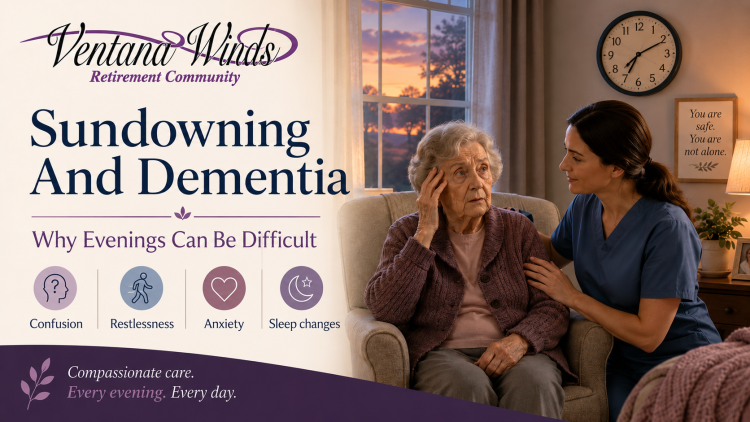 Sundowning can cause greater confusion and restlessness later in the day. Learn what families may notice and how they can respond.